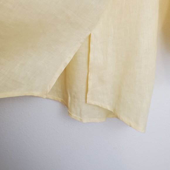 GO Silk buttercream yellow linen Mandarin collar blouse - Picture 11 of 13